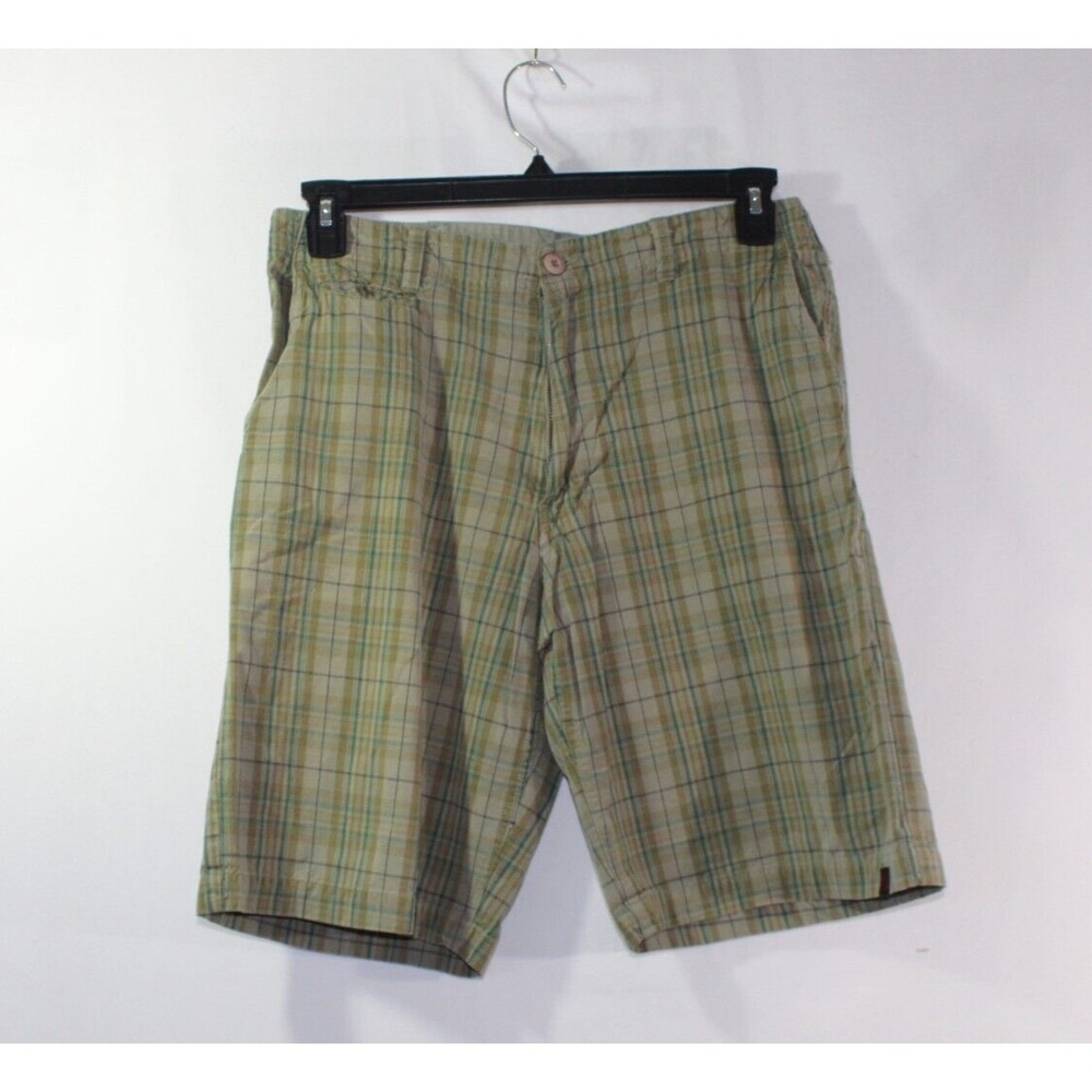 Alpine Design Shorts Men's 32 Green Plaid Regular Flat Front